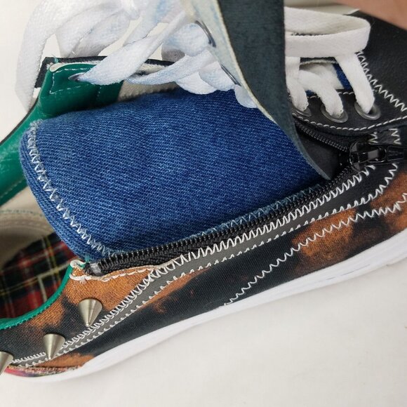 Vans Old Skool Shoes Men's 9 Women's 10.5 Zip Tartan Daze Acid Tie Dye Spikes - Picture 12 of 16